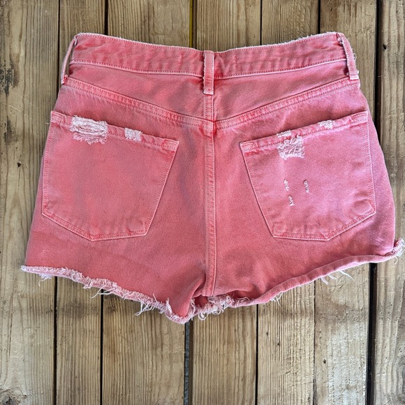J Brand Distressed Faded Red Raw Hem Denim Cut Off Shorts Size 25 - Picture 3 of 4